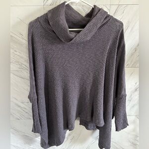 Free People Beach SM World Traveler Turtleneck Open Back Rib Sweater NWOT